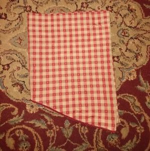 Vintage Taffeta Red Tan Gingham window valance